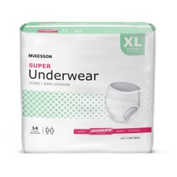 Absorbent Underwear McKesson Pull On with Tear Away Seams Adult X-Large Unisex Disposable Moderate Absorbency