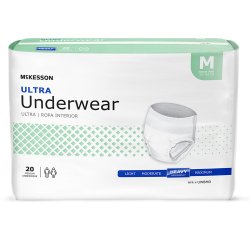 Absorbent Underwear McKesson Ultra Pull On with Tear Away Seams Adult Medium Unisex Disposable Heavy Absorbency