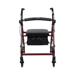 4 Wheel Rollator McKesson Red Adjustable Height / Folding Aluminum Frame - Image 2