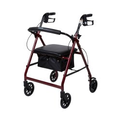 4 Wheel Rollator McKesson Red Adjustable Height / Folding Aluminum Frame - Image 3