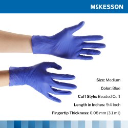 Exam Glove McKesson ConfidermĀ® 3.0 Medium 100 per Box NonSterile Nitrile Standard Cuff Length Textured Fingertips Blue Chemo Tested / Fentanyl Tested - Image 2