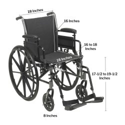 Lightweight Wheelchair McKesson Dual Axle Desk Length Arm Swing-Away Footrest Black Upholstery 18 Inch Seat Width Adult 300 lbs. Weight Capacity - Image 2