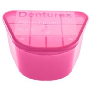 Denture Cup McKesson 8 oz. Pink Hinged Lid Single Patient Use