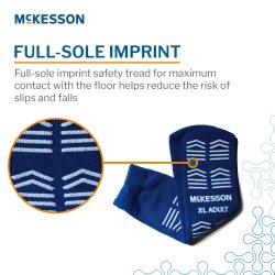 Slipper Socks McKesson Unisex Adult X-Large Single Tread Single Patient Use Royal Blue - Image 4