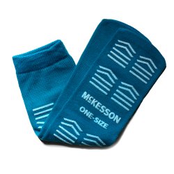 Slipper Socks McKesson Unisex Adult One Size Fits Most Double Tread Single Patient Use Teal