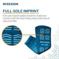 Slipper Socks McKesson Unisex Adult One Size Fits Most Single Tread Single Patient Use Teal - Image 4