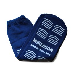 Slipper Socks McKesson Unisex Adult Bariatric / X-Wide Double Tread Single Patient Use Royal Blue