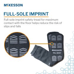 Slipper Socks McKesson Unisex Adult 2X-Large Double Tread Single Patient Use Gray - Image 3