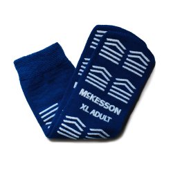 Slipper Socks McKesson Unisex Adult X-Large Double Tread Single Patient Use Royal Blue