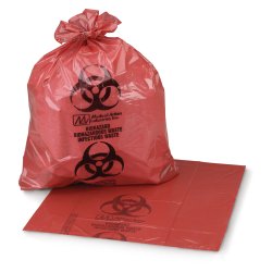 Biohazard Waste Bag McKesson Biohazard Symbol / Infectious Waste 7 to 10 gal. Red 24 X 24 Inch
