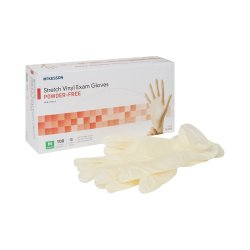 Exam Glove McKesson Medium 100 per Box NonSterile Stretch Vinyl Standard Cuff Length Smooth Ivory Not Rated