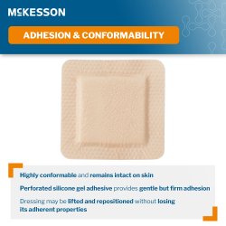 5-Layer Foam Dressing McKesson 4 X 4 Inch With Border Film Backing Silicone Gel Adhesive Square Sterile - Image 5