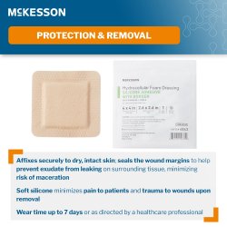 5-Layer Foam Dressing McKesson 4 X 4 Inch With Border Film Backing Silicone Gel Adhesive Square Sterile - Image 4