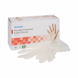 Exam Glove McKesson Medium 150 per Box NonSterile Vinyl Standard Cuff Length Smooth Clear Not Rated