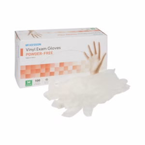 354439 - Exam Glove McKesson Medium 100 per Box NonSterile Vinyl Standard Cuff Length Smooth Clear Not Rated